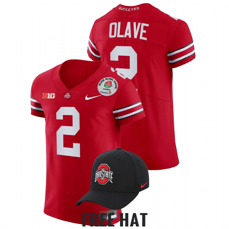 Ohio State Buckeyes Men's NCAA Chris Olave #2 Scarlet Rose Bowl Color Rush 2022 College Football Jersey EGY7149IF